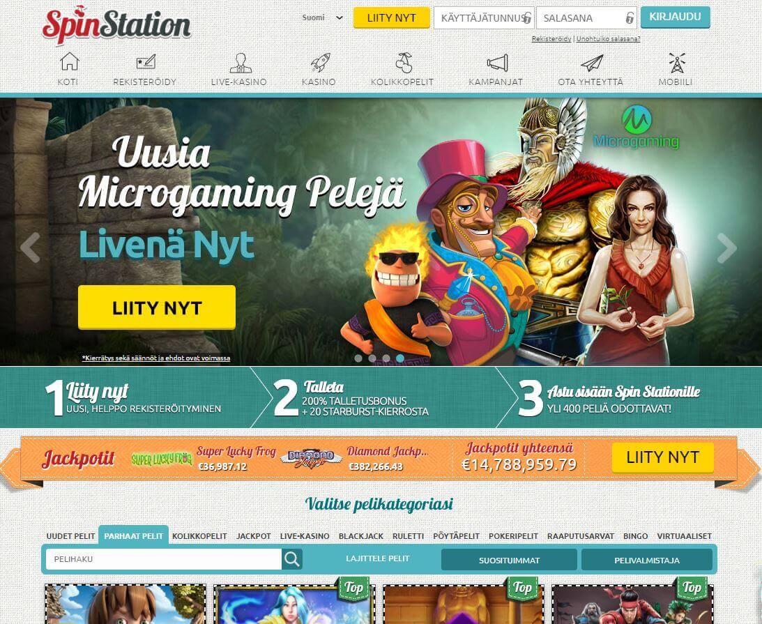 Spin Station kasino tarjoaa upean pelivalikoiman